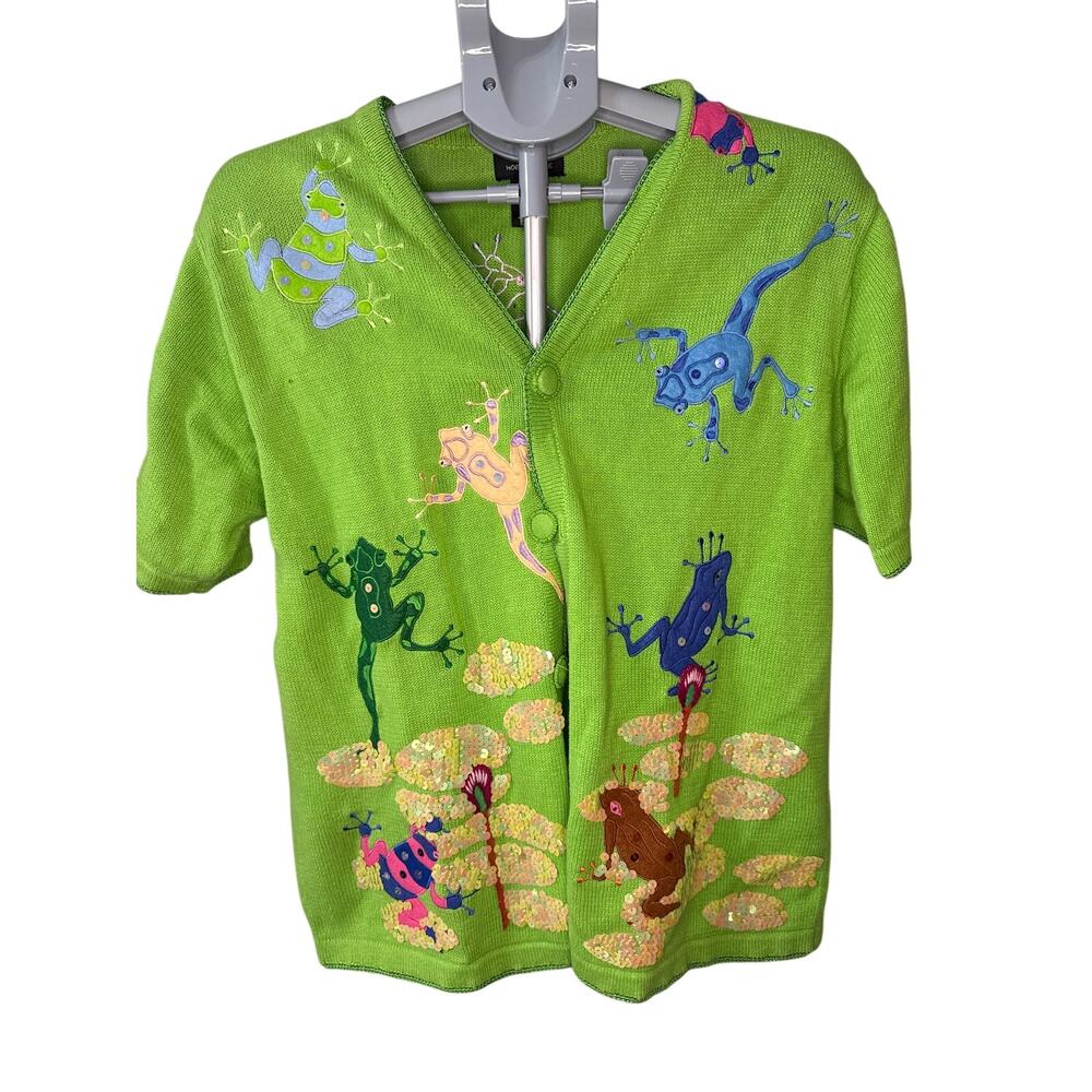Morgan Cole Size M Cardigan S/S Frogs